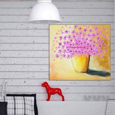 hand painted paintings picture on canvas pictures modern wall abstract knife pink flower for living room decor hang oil painting