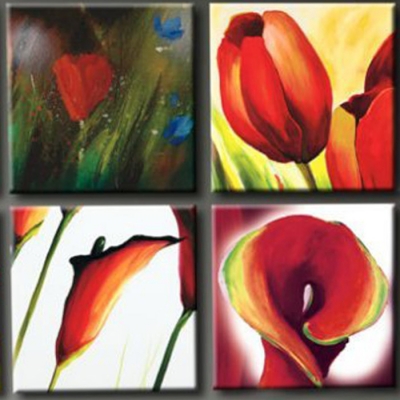 handmade 4 panel wall painting modern landscape home art picture decor flower on canvas oil painting wall art for living room