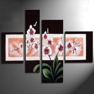 handmade 4p modern abstract flower oil paintings on canvas home decor wall art frameless for living room decor hang pictures