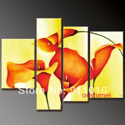 handmade canvas painting yellow wall art modern red flower wall decor oil painting for bedroom picture group of painting art