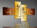 handpainted golden yellow lover dance pictures 4 piece modern art painting oil paintings on canvas wall art for home decoration