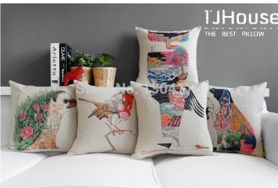 japan ukiyoe painting abstract dog bird crane hedgehog whale print cushion cover home decorative throw pillow case