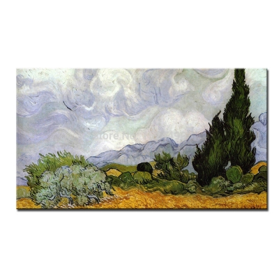 masterpiece reputation hand-painted modern home decor impressionist oil painting wheat field with cypresses by vincent van gogh