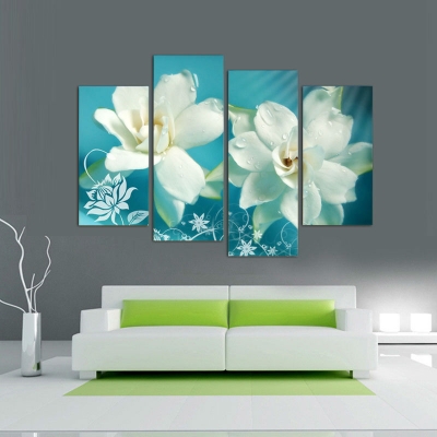 modern prints gardenia flower oil painting cuadros canvas art flowers wall pictures for living room with wood fframed f/1145