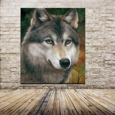 quality high animal oil painting wolf picture printed on canvas wall paintings 3d painting unframed 50x60cm