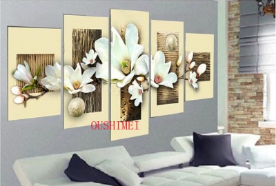 thick textured oversized handpainted modern group of flower oil painting on canvas top home decor 5 piece flowers painting