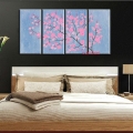 best-selling wall paintings handmade blue picture home decor pink flower for living room oil painting decor hang paintings