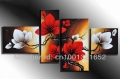 whole 2013 hand-painted hi-q modern home decorative flower oil painting on canvas red and white bombax ceiba 4pcs/set framed