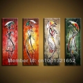 whole hand-painted hi-q modern wall art home decorative abstract figure oil painting on canvas colorful life 4pcs/set framed