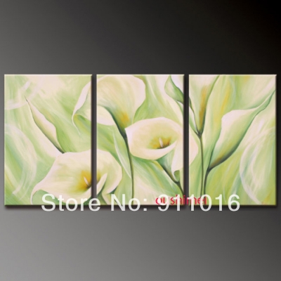 hand painted landscape wall home decor oil painting on canvas 3pcs/set mixorde no framed lily flowers green pictures