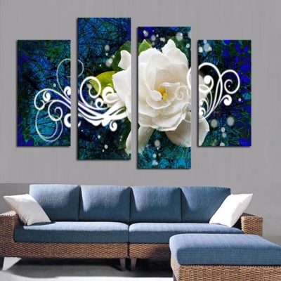 2015 sell 4 panel bright-colored flower large hd picture modern home wall decor canvas print painting for house decorate