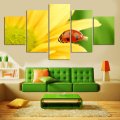 2016 5 panels painting canvas wall art picture cuadros beetle on petal wall picture for living room canvas print modern painting