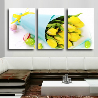 3 panel yellow roses modern painting canvas wall art picture home decoration living room canvas print--large canvas art unframed