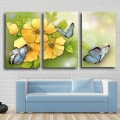 3 piece yellow flower and butterfly modern home wall wedding decor canvas picture art hd print painting on canvas arts unframed