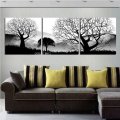 3panels wall huge modern black tree abstract painting combination paint decorative picture canvas handmade decor