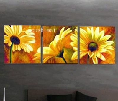 3pcs/lot hand painted the beautiful real art handpainted flower oil painting canvas wall art top home decoration