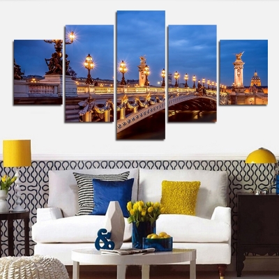 5 piece picture sell abstract scenic bridge modern home wall decor painting canvas art hd print painting for living room