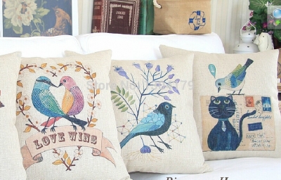 5pcs/lot animals and birds on branch sofa cushion cover decorate pillow case throw pillow cover cotton