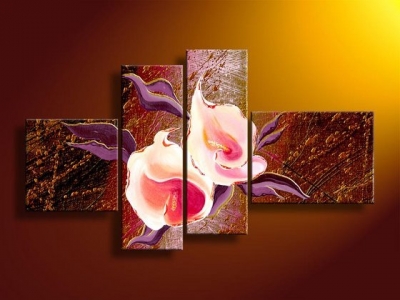 abstract flower hand painted 4 pieces group oil painting on canvas tds-th288