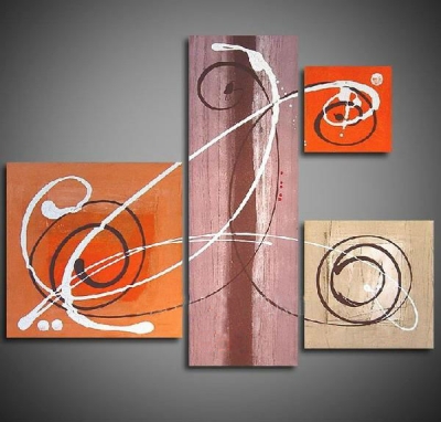 hand-painted hi-q abstract modern home decorative oil-paintings on canvas--spiral 4pcs/set framed