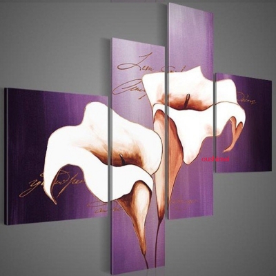 hand-painted oil wall art lavender beautiful flowers decoration abstract landscape oil painting on canvas 4pcs/set wall art