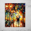 hand painted picture on canvas oil painting modern wall painting acrylic paintings walking in the rain landscape love pictures