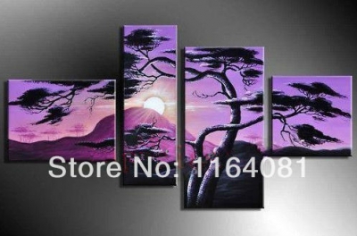 hand-painted wall decor grassland decoration modern abstract landscape oil painting on canvas 4pcs/set no frame