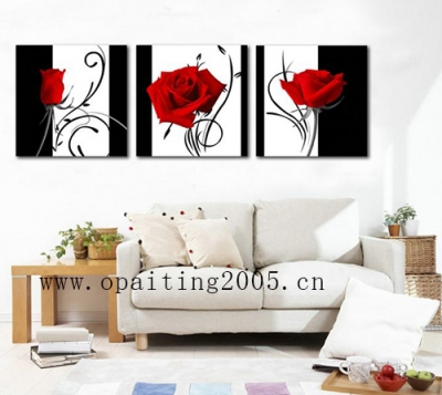 handmade painting decorative 3pcs paintings home art modern decorative painting flower rose black and white love wall art