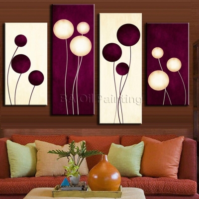 handpainted 4 pcs/set wall art office decoration abstract oil painting paint paintings calligraphy plum cream abstract circles