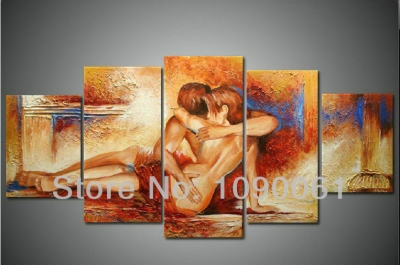 handpainted male and woman paintings nude art lovers 5 piece modern abstract thick oil canvas art wall decor picture set noframe