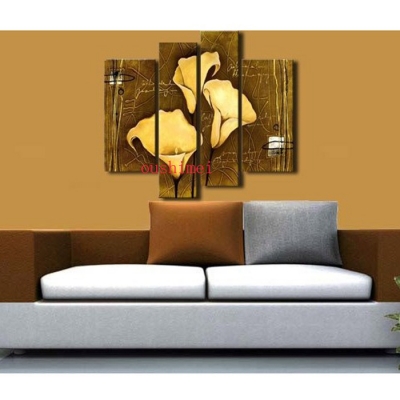 handpainted modern abstract 4 piece wall art oil painting on canvas for home decor orchid picture as unique gift