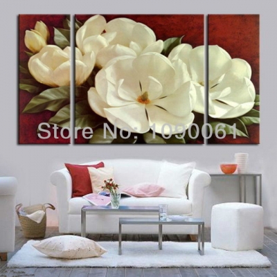 handpainted modern still life oil painting white camellia flowers decorative canvas picture 3pcs abstract wall art set no frame