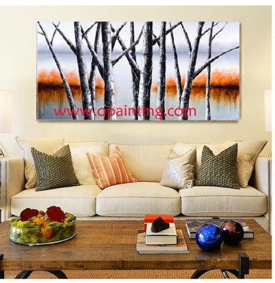 in world hand painting living room decoration cypress snow-covered landscape tree of life canvas wall art scene on canvas