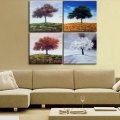 picture hand painted four seasons top tree oil wall art home decoration abstract handmade oil painting 4pcs/set landscape