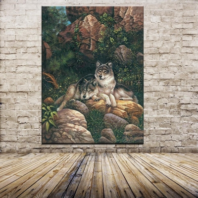 quality high animal oil painting wolf on forest picture printed on canvas wall paintings for living room office room el house