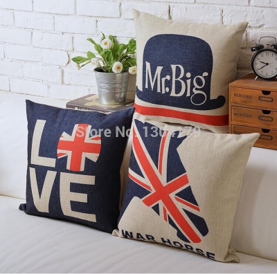 whole uk british flag printing pillowcase words cushion home decor linen cotton blended fashion sofa cover