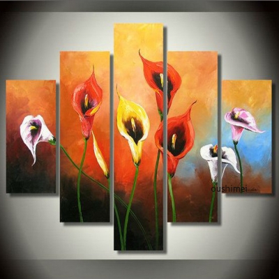 hand-painted oil painting abstract art home decor lily flower painting wall art decor 5 group painting