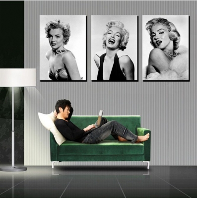 2016 new promotion 3 panel moderm romantic home canvas decoration combinative marilyn monroe picture wall hunging