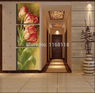 3 pieces popular sell modern wall painting tulip flowers home wall art picture paint on canvas prints