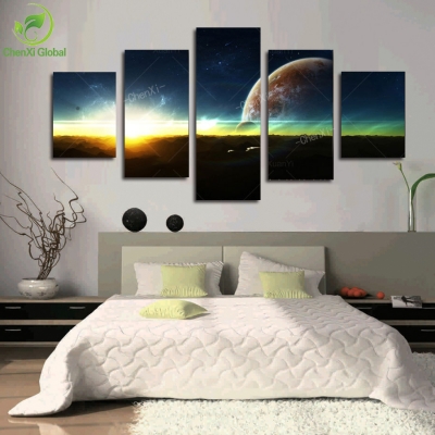 5 panel modern abstract universe space paintings canvas picture cuadros earth landscape painting for living room no frame