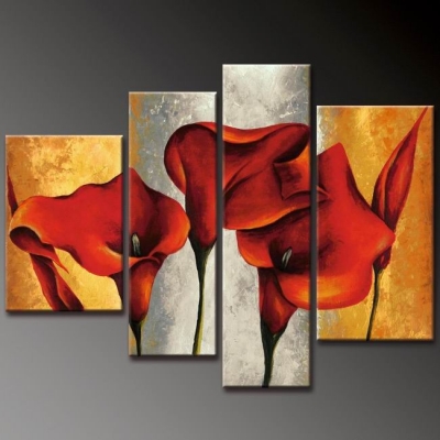 abstract flower hand painted 4 pieces group oil painting on canvas tds-th081