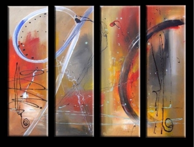 abstract hand painted 4 pieces group oil painting on canvas tds-th219