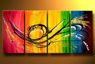 abstract hand painted 4 pieces group oil painting on canvas tds-th297