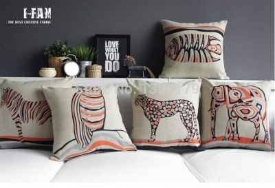 artistic colorful zebra pattern linen pillow cover decorative cushion cover set sofa pillow case animal style home decoration