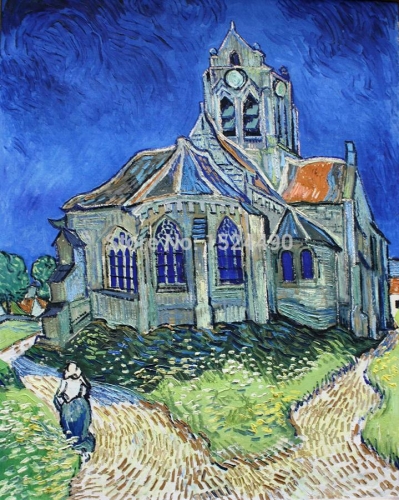 church at auvers of vincent van gogh hand made high q.reproduction oil painting on canvas wall art picture for home decor