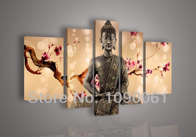 hand painted buddha canvas art modern portrait painting abstract 5 panel wall decor modern oil pictures set with no frame