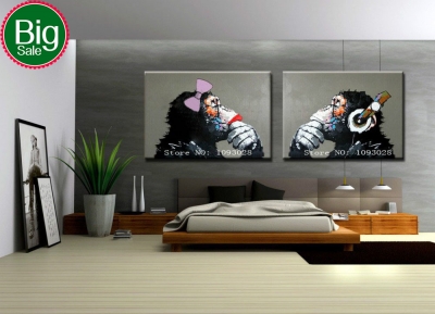 hand painted gorilla wall art picture living room home decor abstract cool thinking gorilla oil painting on canvas art framed