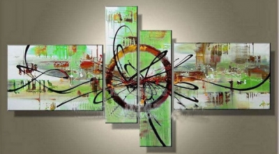 hand-painted hi-q modern wall art home decor flower oil painting on canvas abstract color 4pcs/set