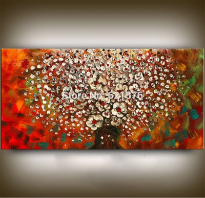 hand-painted modern a bunch of brown flowers wall art picture home decor abstract thick palette knife oil painting on canvas art