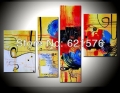 hand-painted modern hanging wall art picture home decor abstract bright colorful movement oil painting on canvas 4pcs/set framed